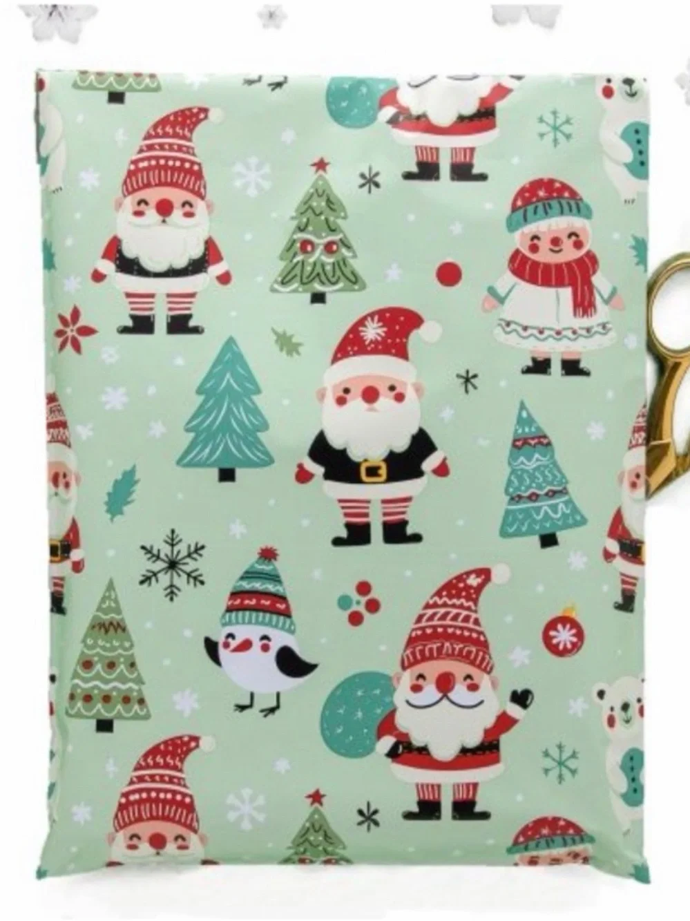 10x13 Festive Santa and Tree Poly mailers- 15 count